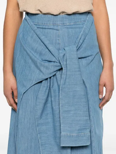 Fabiana Filippi Maxi Skirt With Tied Waist Detail In Blue