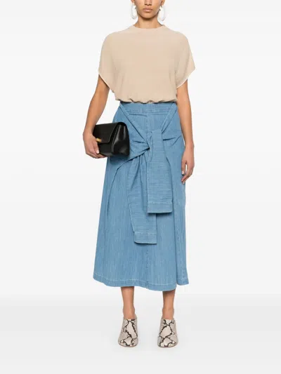 Fabiana Filippi Maxi Skirt With Tied Waist Detail In Blue
