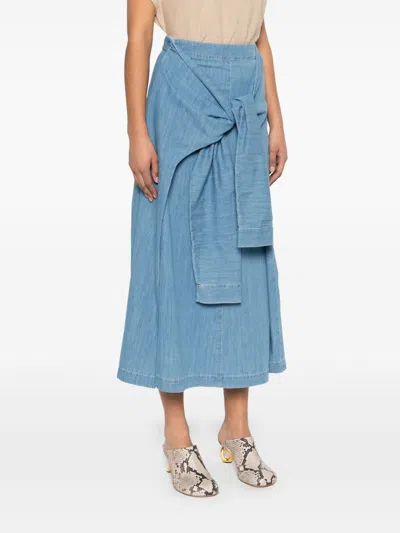 Fabiana Filippi Maxi Skirt With Tied Waist Detail In Blue
