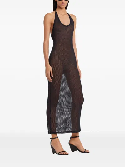 Courrèges Cotton Long Tank Dress In Black