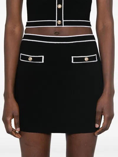 Alice And Olivia Kipp Knit Wool-blend Mini Skirt In Black