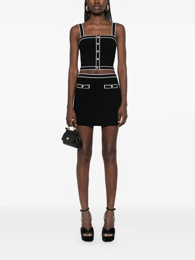 Alice And Olivia Kipp Knit Wool-blend Mini Skirt In Black