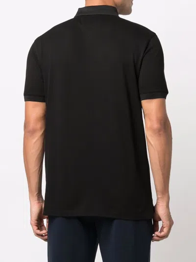 Emporio Armani Piqu Olo Shirt With Micro Eagle In Black