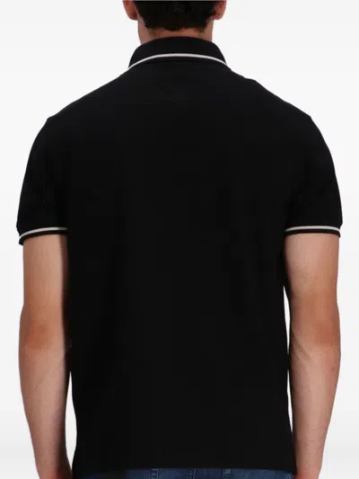 Emporio Armani Classic Piqué Polo Shirt With Polished Collar In Black