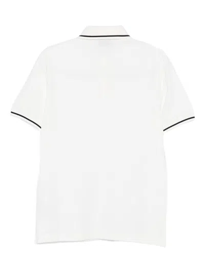 Emporio Armani Trimmed Cotton Polo Shirt In White