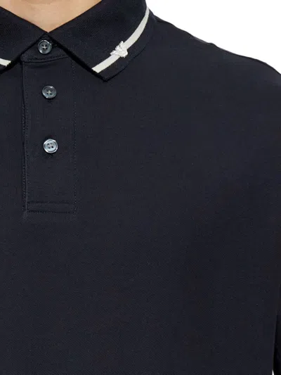 Emporio Armani Classic Piqué Polo Shirt With Polished Collar In Black