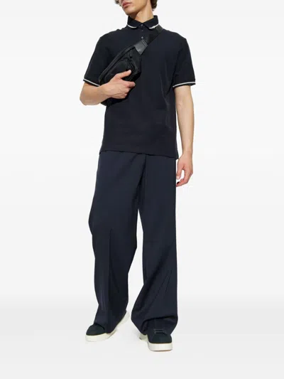 Emporio Armani Classic Piqué Polo Shirt With Polished Collar In Black