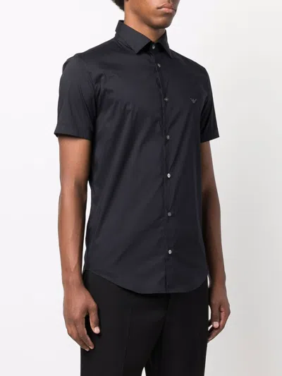 Emporio Armani Slim Fit Button Down Shirt In Black
