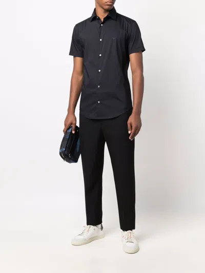 Emporio Armani Slim Fit Button Down Shirt In Black