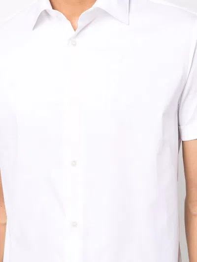 Emporio Armani Camicia Bianca In Jersey Misto Lyocell