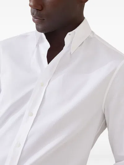 Brunello Cucinelli Men's Basic Fit Solid Sport Shirt With Button-down Collar In White