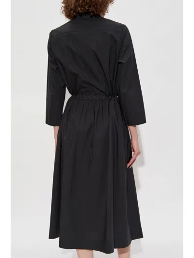 Tory Burch Cotton Chemisier Dress With Drawstring Waist In Black