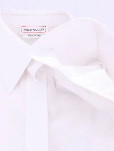 Alexander Mcqueen Cotton Shirt With Frontal Rouches In White