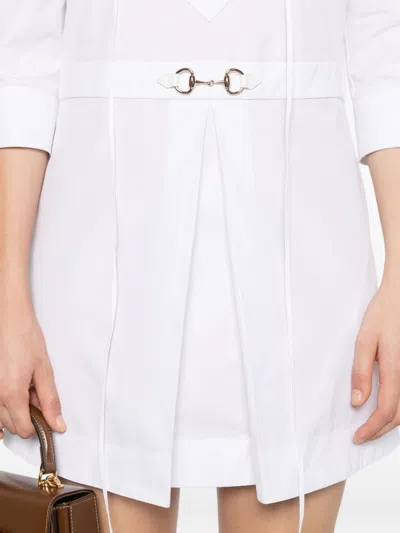 Gucci Cotton Poplin Shirt Dress With Embroidery In White
