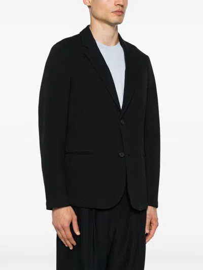 Emporio Armani Navy Blue Cotton Single-breasted Blazer