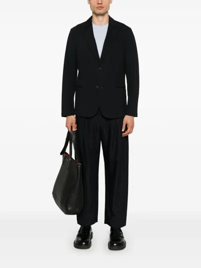Emporio Armani Navy Blue Cotton Single-breasted Blazer