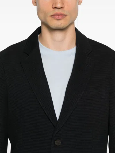 Emporio Armani Navy Blue Cotton Single-breasted Blazer