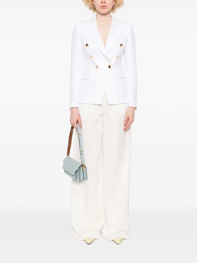 Tagliatore Cotton Blend Double-breasted Jacket In White