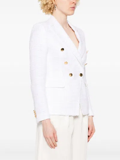 Tagliatore Cotton Blend Double-breasted Jacket In White