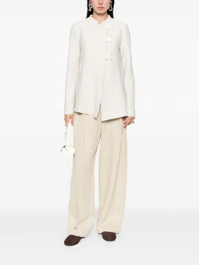 Emporio Armani Cotton Single-breasted Jacket In White