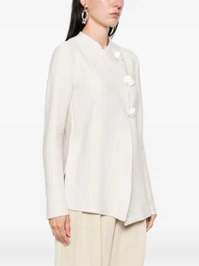 Emporio Armani Cotton Single-breasted Jacket In White