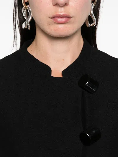 Emporio Armani Jacket Cotton Single-breasted Stand Collar In Black