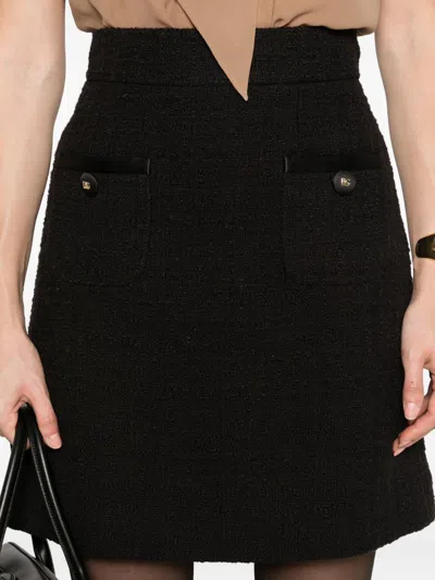 Dolce & Gabbana Cotton Skirt With Button Embellishment And Patch Pockets In Black