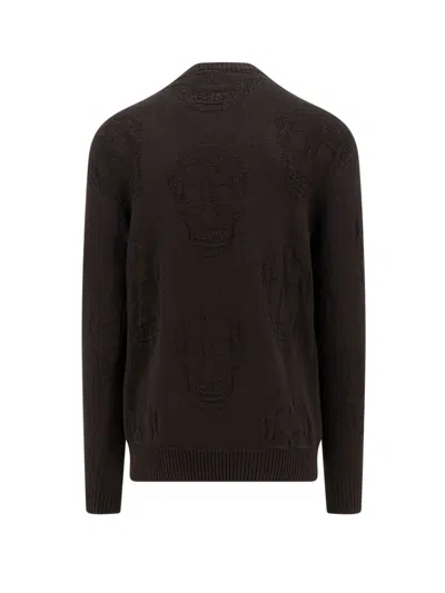 Alexander Mcqueen Cotton Sweater With Skull Motif In Black