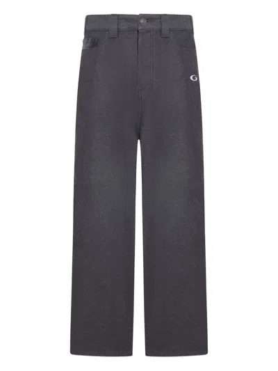 Balenciaga Grey Oversize Pants With Logo Detail On The Front And Logo Patch On The Rear In Cotton Man In Black