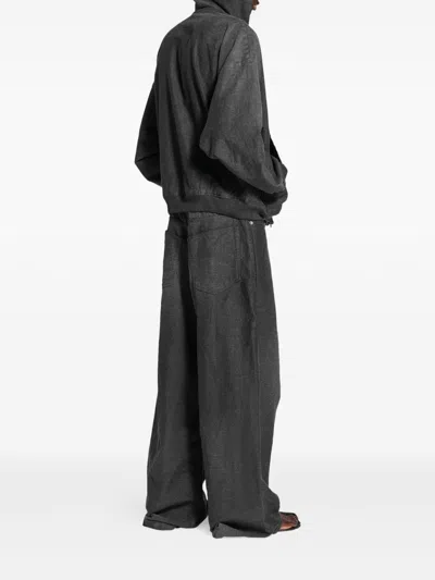 Balenciaga Grey Oversize Pants With Logo Detail On The Front And Logo Patch On The Rear In Cotton Man In Black