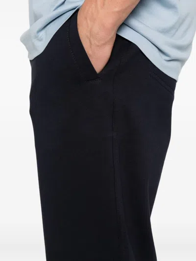 Brunello Cucinelli Navy Blue Trousers With Cuffed Hems In Black