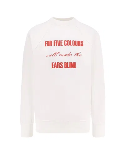 Undercover Graphic Print Cotton Sweatshirt With Ribbed Crew-neck In White