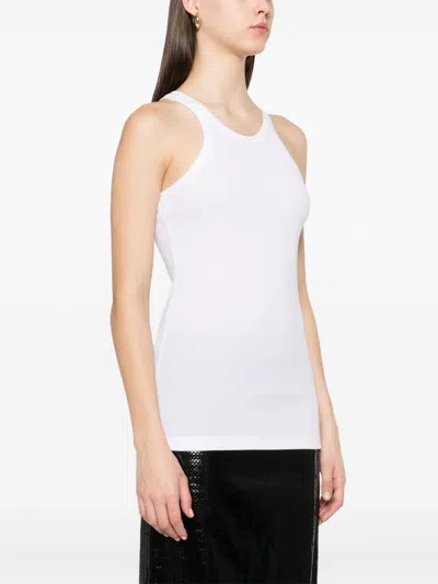 Sportmax Woman Tank Top White Size L Cotton, Silk, Elastane In White