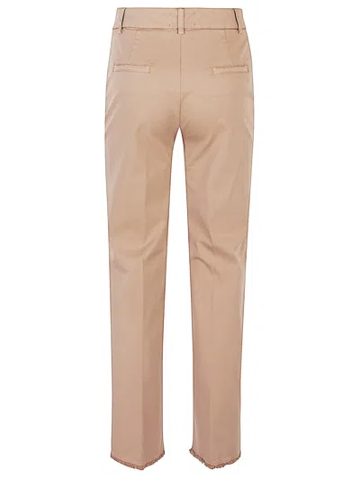 Via Masini 80 Beige Cotton Trousers In Brown