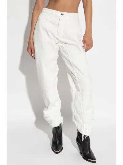 Jil Sander Porcelain Cotton Trousers In White