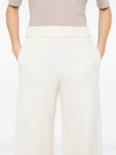 Max Mara Pure Cotton Wide-leg Trousers In White