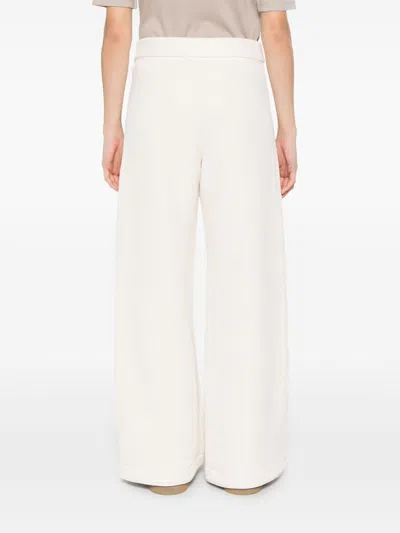 Max Mara Pure Cotton Wide-leg Trousers In White