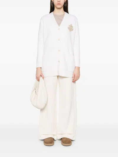Max Mara Pure Cotton Wide-leg Trousers In White