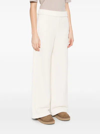 Max Mara Pure Cotton Wide-leg Trousers In White
