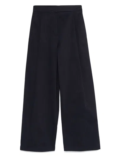 Emporio Armani Cotton Wide-leg Trousers In Blue