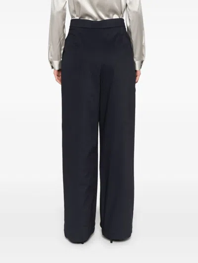 Emporio Armani Cotton Wide-leg Trousers In Blue