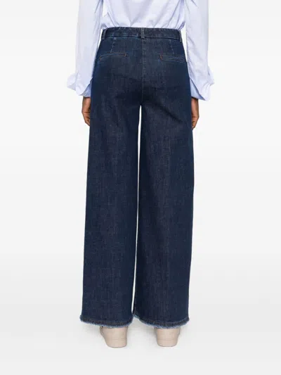 Via Masini 80 Cotton Wide-leg Trousers In Blue