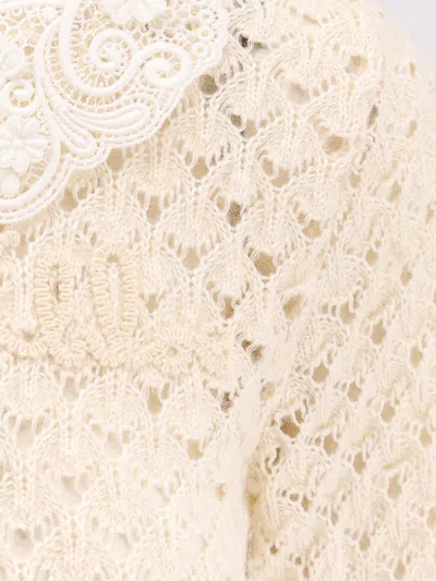 Chloé Polo Shirt With Lace Collar And Perforated Design In Multi