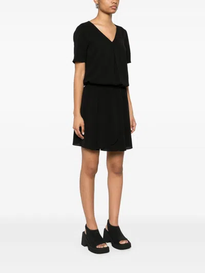 Emporio Armani Crepe Short Dress In Black