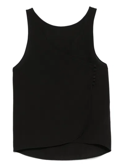 Emporio Armani Asymmetric Front Wrap V-neck Top In Black