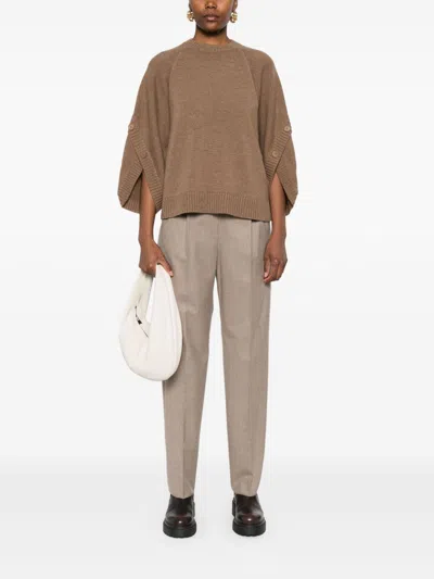 Max Mara Crew Neck Sweater In Cashmere Wool In Brown