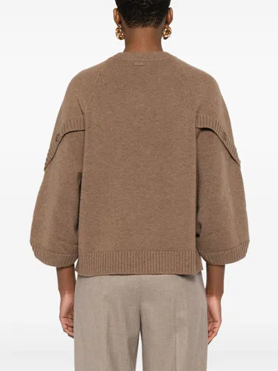Max Mara Crew Neck Sweater In Cashmere Wool In Brown