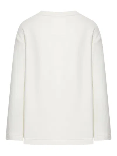 Max Mara Pure Crewneck Cotton Sweatshirt In White