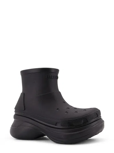 Balenciaga Crocs Bootie Rubber Ankle Boots In Black