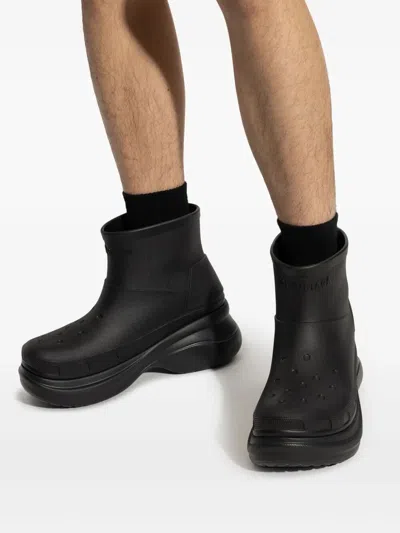 Balenciaga Chunky Platform Ankle Boots With Perforated Detailing